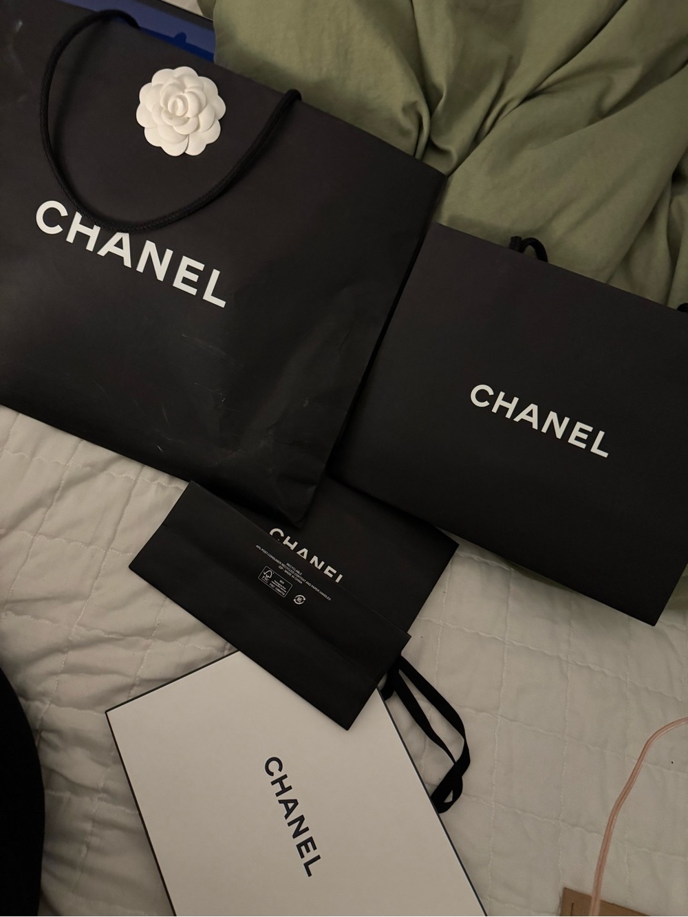 CHANEL Black & White Shopping Bags